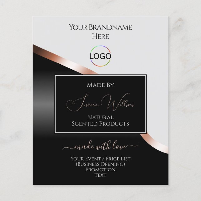 Hellgraue schwarze Rose Gold-Dekoration mit Logo Flyer (Vorne)