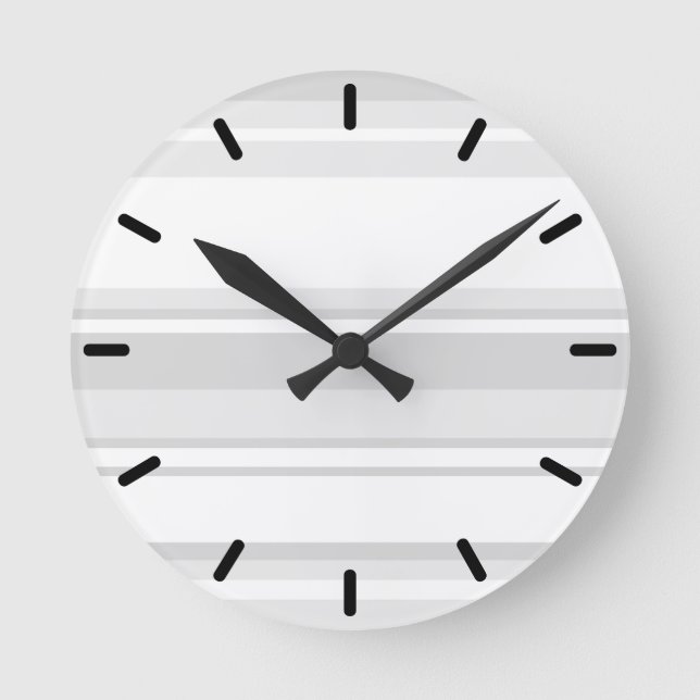 Hellgraue Streifen Runde Wanduhr (Vorderseite)