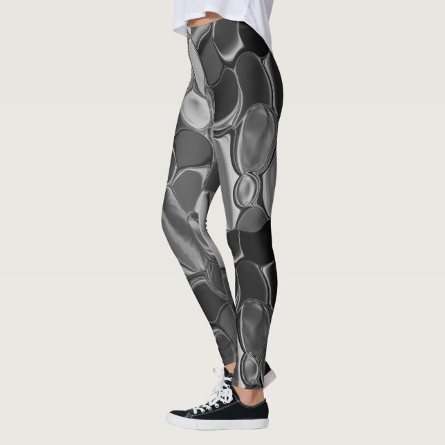 Hellgraue und dunkelgerundete Formen Leggings (Links)