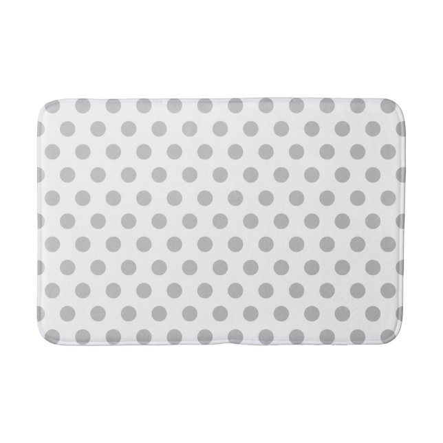 Hellgraue und weiße Polka Dot Bath Mat Badematte (Vorderseite)