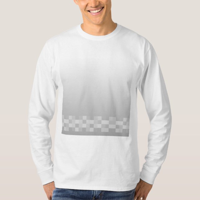 Hellgraue und weiße Quadrat-Muster T-Shirt (Vorderseite)