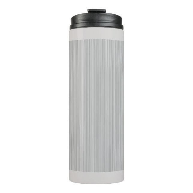 Hellgraue und weiße Streifen Chic Thermosbecher (Vorderseite)