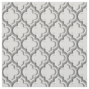 Hellgrauer, dunkelgrauer Marokkaner Quatrefoil Stoff