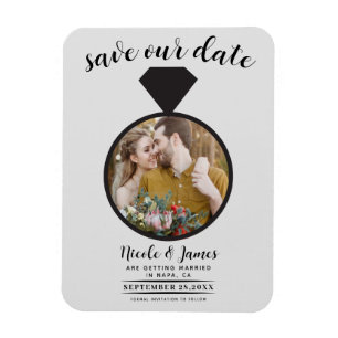 Hellgrauer Ehering Foto Save the Date Magnet
