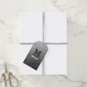 Hellgrauer Farbverlauf geometrisches Netz Monogram Geschenkanhänger