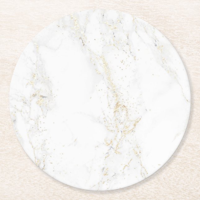 hellgrauer Marmor Runder Pappuntersetzer (Vorderseite)