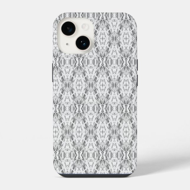 Hellgraues abstraktes Geometrie-Muster iPhone 14 Hülle (Rückseite)