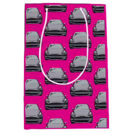 Hellgraues Elektrofahrzeug SUV Auto Pink Hintergru Mittlere Geschenktüte