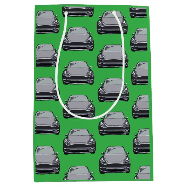 Hellgraues Elektrofahrzeug SUV Autokarosserie Mittlere Geschenktüte (Vorderseite)