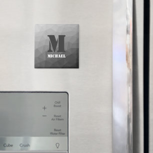 Hellgraues geometrisches Netz-Muster Monogramm Magnet