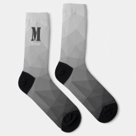 Hellgraues geometrisches Netz-Muster-Monogramm Socken