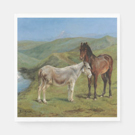 Hellgraues Pferd auf einem Feld (Pferdezucht) Serviette