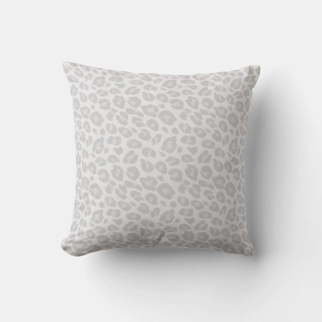 Hellgraues Tonal Leopard-Druck-Kissen Kissen (Vorderseite)