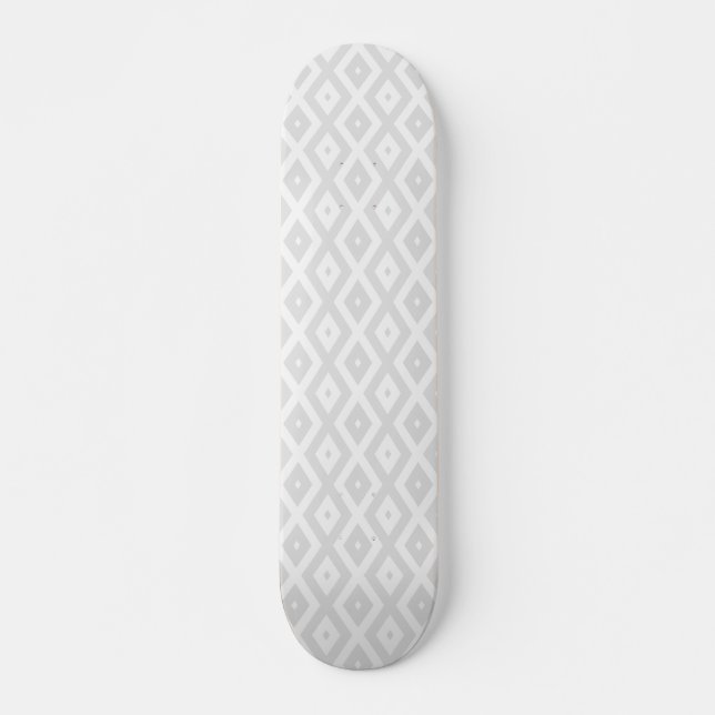 Hellgraues und weißes Diamantmuster Skateboard (Vorne)