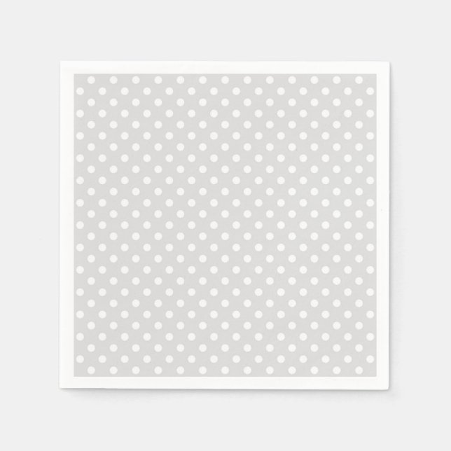 Hellgraues weißes Polka Dot Muster Serviette (Vorderseite)