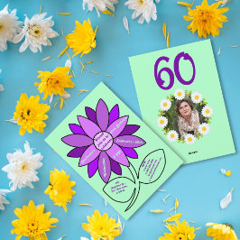 Hellgrün 60. Geburtstag Einfache Lila Sonnenblume Einladung