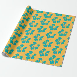 Hellgrün auf gelbem Hibiskus Geschenkpapier