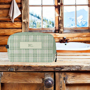 Hellgrün kariert Monogramm Waschbeutel