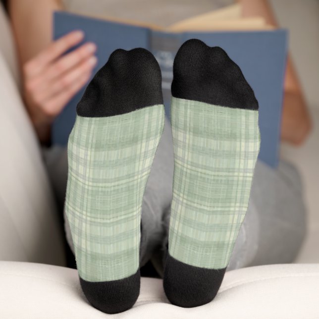 Hellgrün kariert socken (Unterseite)