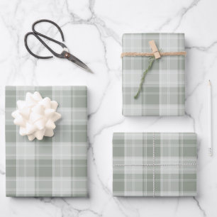 Hellgrün kariertes Muster Geschenkpapier Set