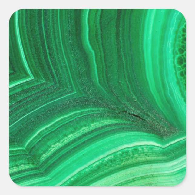 Hellgrün Malachite Mineral Quadratischer Aufkleber (Vorderseite)