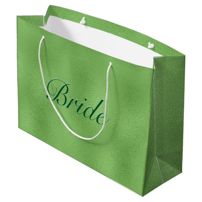 Hellgrün schimmernd abstrakter Hintergrund Große Geschenktüte (Rückseite Schrägansicht)
