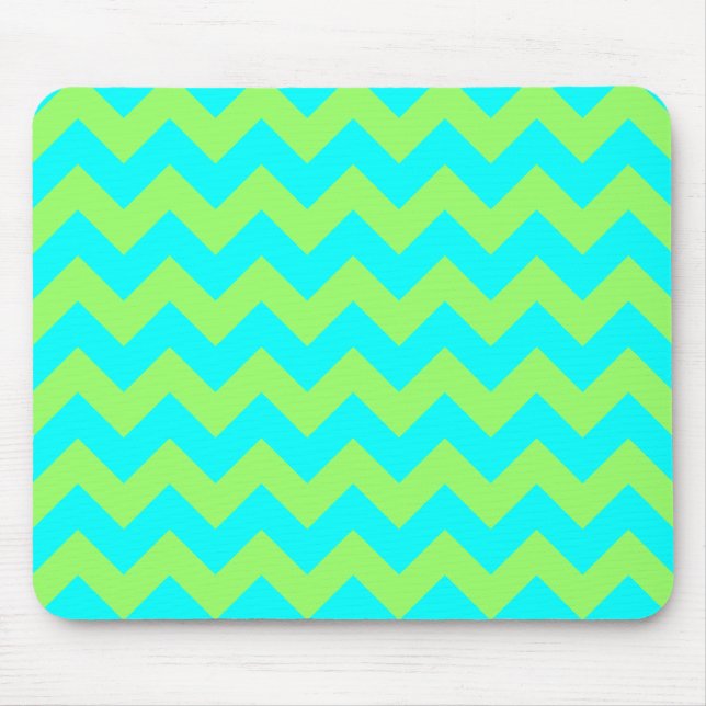 Hellgrün und aqua Zickzack Mousepad (Vorne)