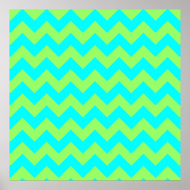 Hellgrün und Aquamarin-Zickzack Poster (Vorne)
