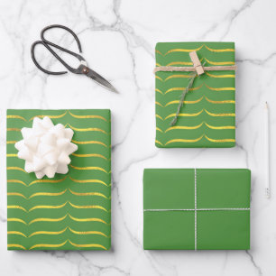 Hellgrün und Gold Geschenkpapier Set
