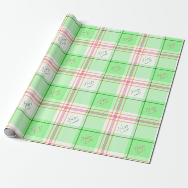 Hellgrün und rosa Happy Oster Geschenkpapier (Ungerollt)