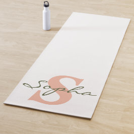 Hellgrün und rosa Monogramm Yogamatte