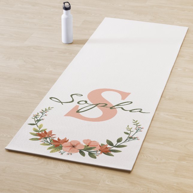 Hellgrün und rosa Monogramm Yogamatte (Beispiel)