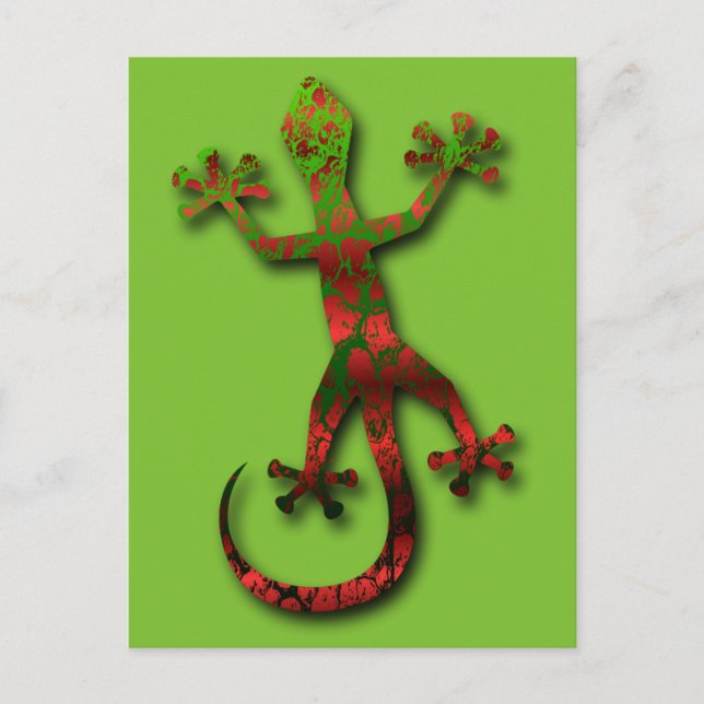 Hellgrün und rot Orange Gecko Postkarte (Vorderseite)