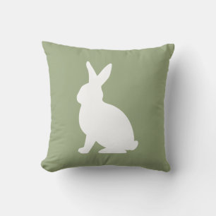 Hellgrün und weiß sitzender Hase, süßes Ostern Kissen