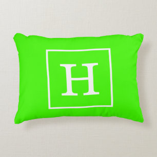 Hellgrün weiß gerahmtes Initialen-Monogramm Zierkissen