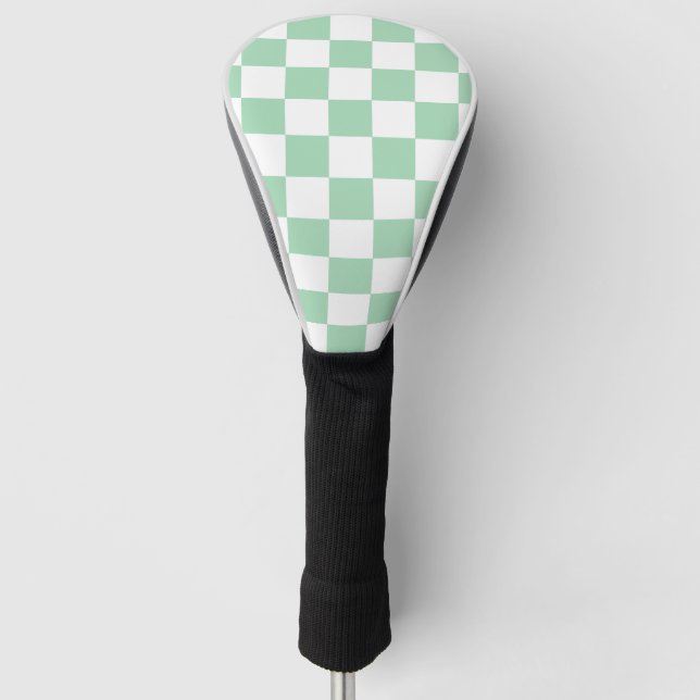 Hellgrün-weiß kariertes Muster – Frisch Golf Headcover (Vorderseite)