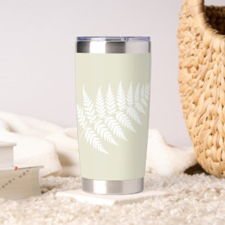 Hellgrün Weiße Fern Elegant Silber Thermobecher