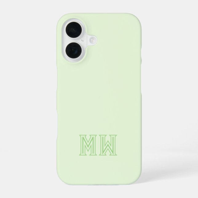 Hellgrüne Anfangsbuchstaben Monogramm Einfach Mini iPhone 16 Hülle (Rückseite)