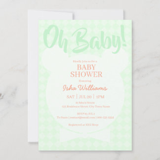 Hellgrüne Bär Fliege Oh Baby Shower Einladung