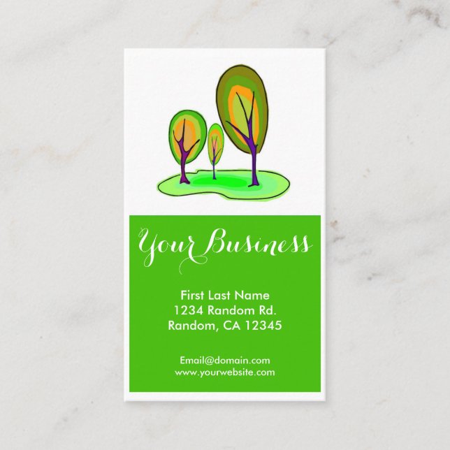 Hellgrüne Bäume, anpassbare Visitenkarten Visitenkarte (Vorderseite)