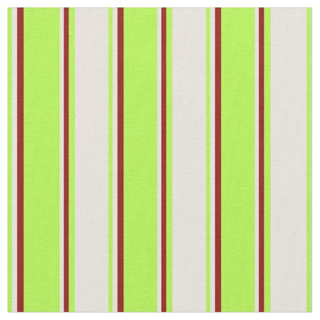Hellgrüne, beige und dunkle rote Linien Stoff (Nahaufnahme)