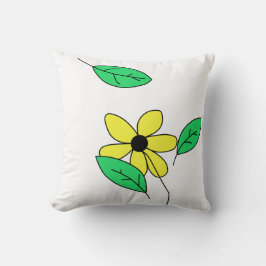 Hellgrüne Blätter Gelbe Blume Sketch Kissen
