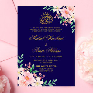 Hellgrüne Blätter und islamische Hochzeit der flor Einladung