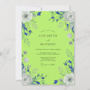 Hellgrüne Blumige Hochzeit Einladung