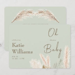 Hellgrüne Boho Oh Baby Baby Shower Einladung
