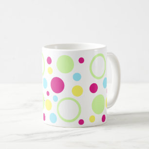 Hellgrüne gelbe Magenta blaue Kreise Punkte Kaffeetasse