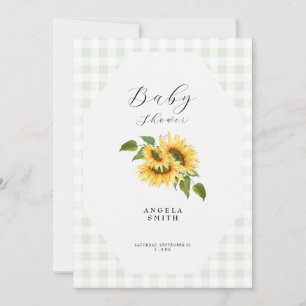 Hellgrüne Gingham-Sonnenblume Allgemeine Babyparty Einladung