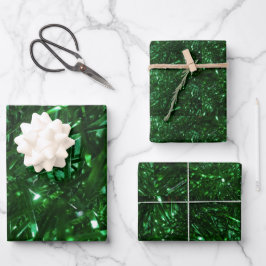 hellgrüne, glänzende Weihnachtsbaumfalte Geschenkpapier Set