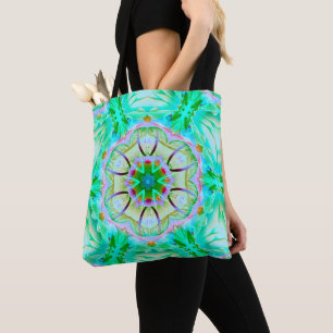 Hellgrüne grinartige Textur, blühendes Kaleidoskop Tasche