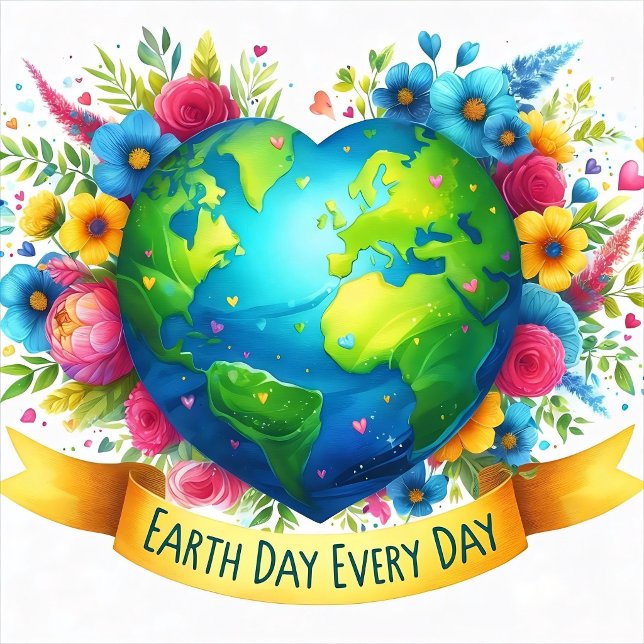 Hellgrüne Herz Erde Grafik  Kalender ("Earth Day Every Day")